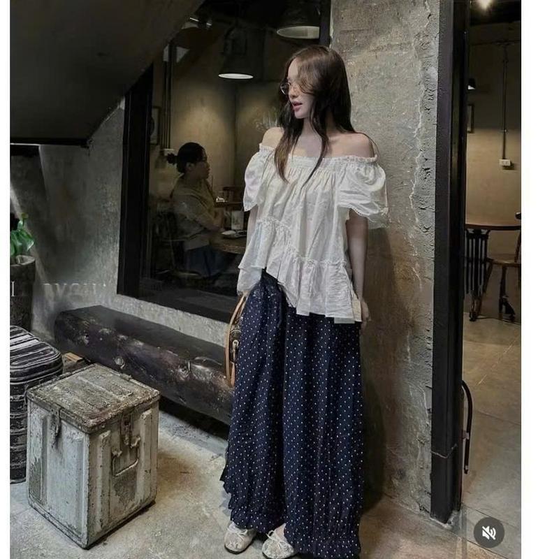 Quần Bom Thụng Nữ Ống Rộng Cạp Chun Dây Rút Họa Tiết Chấm Bi Chất Đũi Mềm, Mát Phối Chân Bèo Tiểu Thư M33 | BigBuy360 - bigbuy360.vn