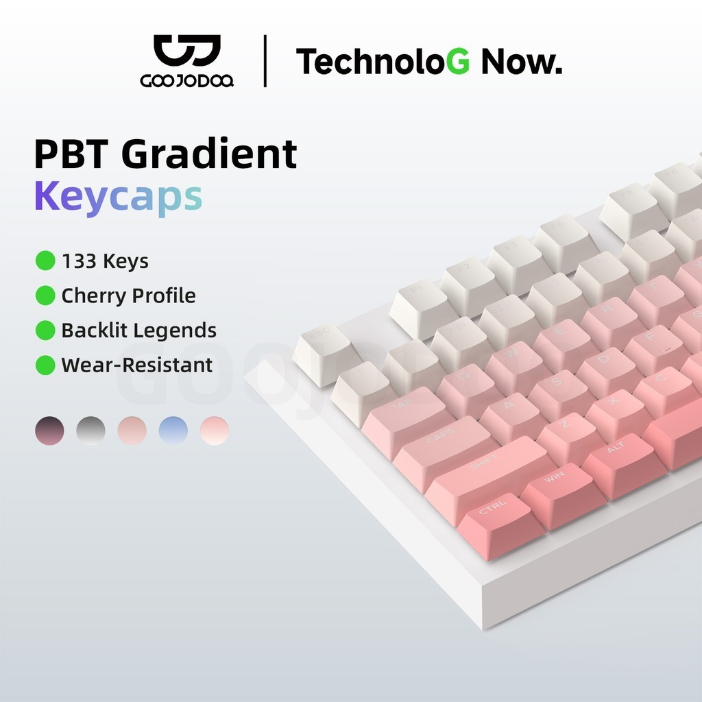 Nắp phím Bàn phím cơ GOOJODOQ 133 phím, keycap gradient cao cấp, mặt trước trong suốt, chống dầu | BigBuy360 - bigbuy360.vn