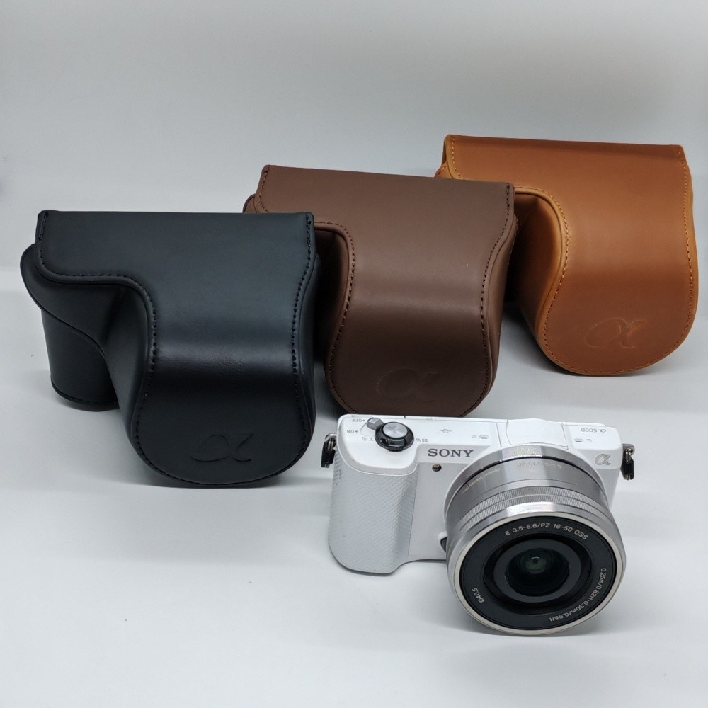 A5100 Bao Da PU Retro Túi Máy Ảnh Cho Sony ILCE-5100 A5000 NEX3N Ốp Lưng Bảo Vệ Toàn Thân Túi Có Dây