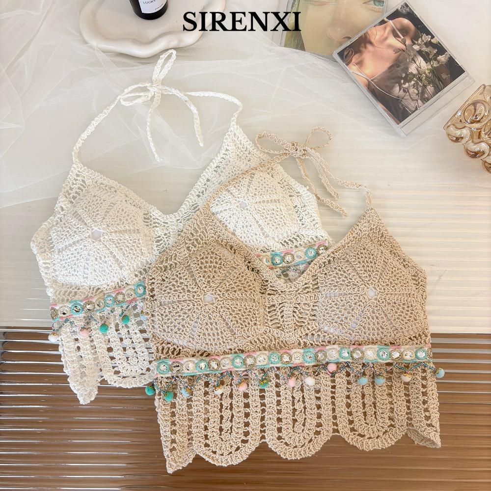 Sirenxı Cut-out Crop Top, Thiết kế Open Back và Chiếc Dây Tua rua Phong Cách Thời Trang Cho Nữ