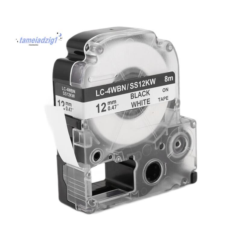 5 Gói Thay Thế -4WBN LC-4WBN9 (SS12KW) Băng Nhãn Cho LabelWorks LW300 LW400 LW500 LW700 Đen Trên Trắ