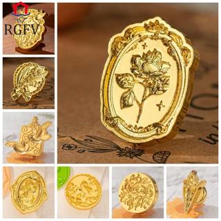 RGFV Retro Niêm Phong Sáp Tem Đầu, Dụng Cụ DIY Hoa Hồng Niêm Phong Sáp Đầu, Dụng Cụ Niêm Phong Lá Mini Bướm Sáp Tem Đa Hình Đầu Tem