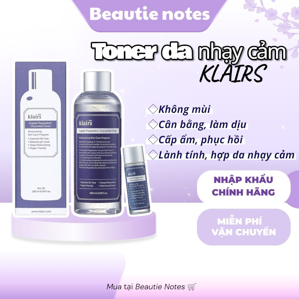 (HỎA TỐC/TEM HÃNG) Toner cho da nhạy cảm Dear Klairs Supple Unscented HCT