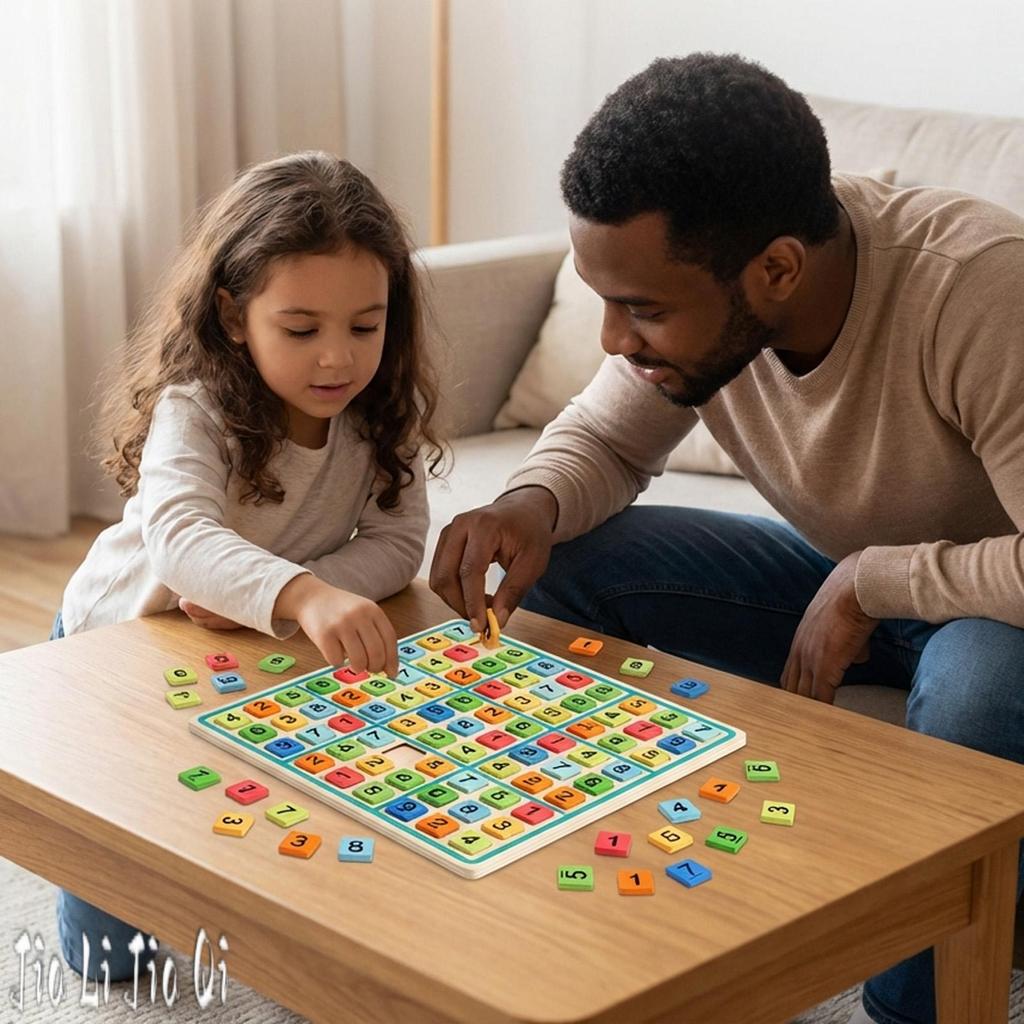 Đồ chơi giáo dục bảng xếp hình Sudoku dành cho trẻ em với thiết kế lưới 9x9 và những mảnh đầy màu sắ