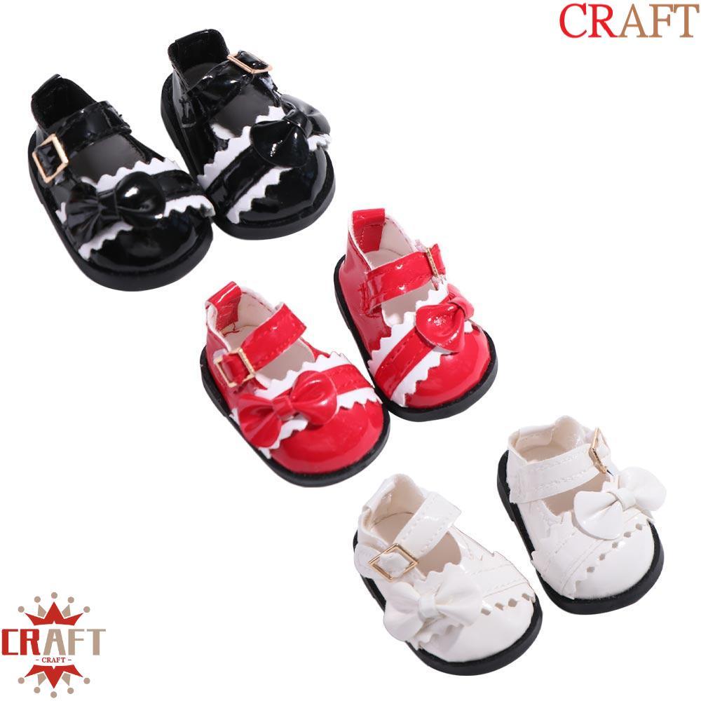 CRAFT Giày Nơ Da PU, Giày Búp Bê Da PU Giày Da Búp Bê, Giày Bốt Trang Trí Búp Bê Giày Mini Dễ Thương