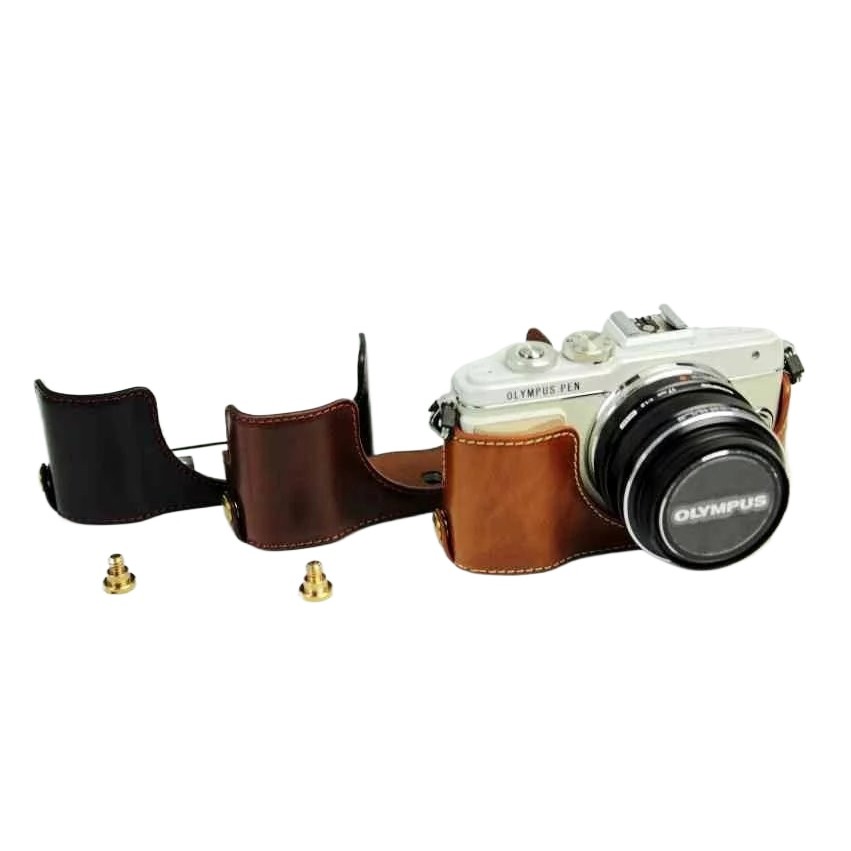 Túi đựng máy ảnh bằng da PU Nửa thân cho Olympus EPL7 EPL8 EPL9 EPL10 Nắp đáy mở