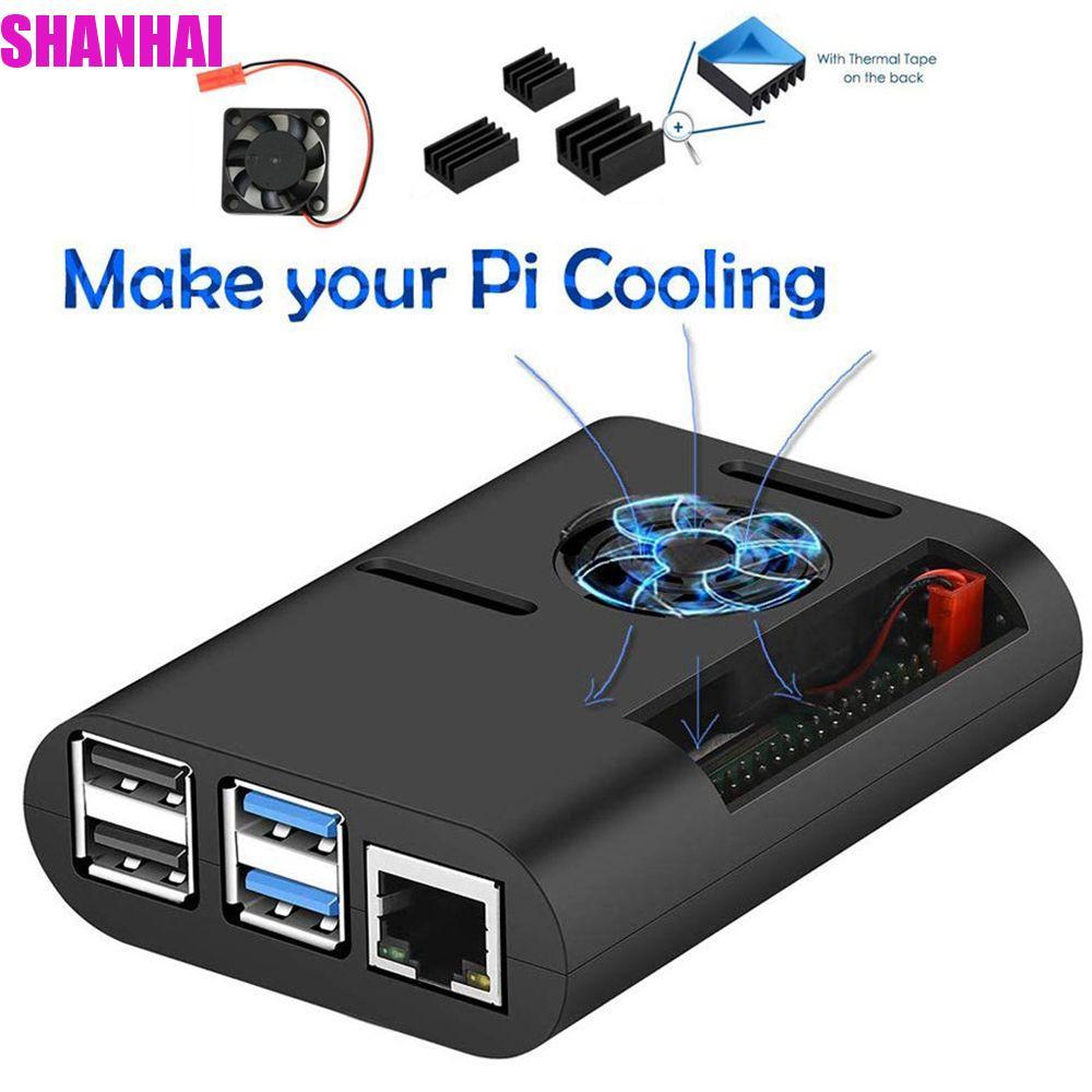 Vỏ SHANHAI Tản nhiệt bền 3 trong 1 cho Raspberry Pi 4 Model B, Pi 4B, Pi 4 Vỏ đen