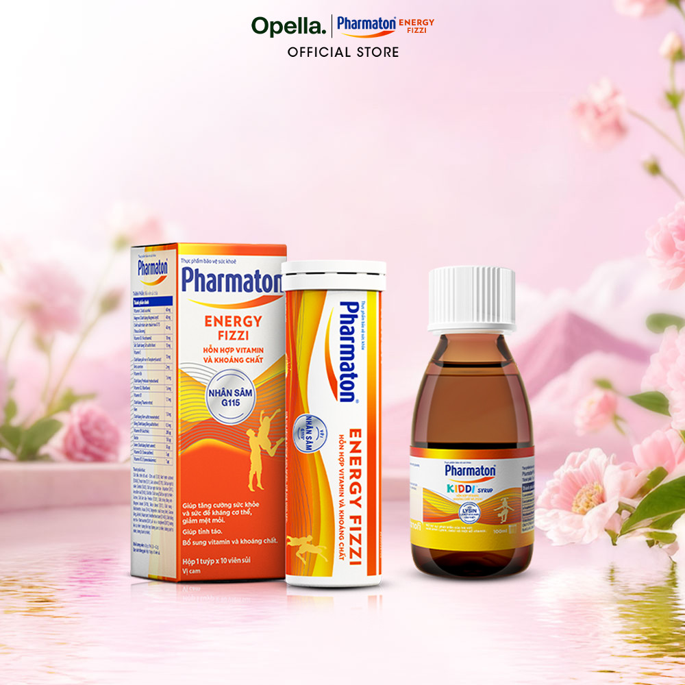 Bộ 1 Siro Pharmaton Kiddi 100ml giúp xương chắc khỏe + 1 Thực phẩm bảo vệ sức khỏe Pharmaton Energy 