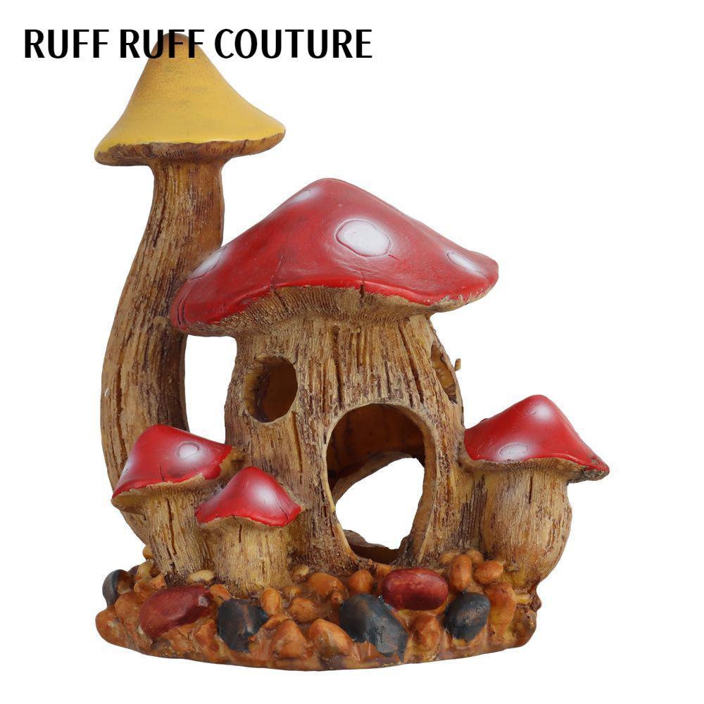 RUFF RUFF COOUTURE Trang trí bể cá nhà nấm, Nhựa 5,9 * 5.11 * 3,54 inch Hang động đá Trang trí cảnh 