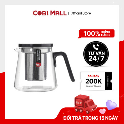 Bình Trà Thuỷ Tinh Cao Cấp Cobi Home Có Tay Cầm, Túi Lọc, Chịu Được Nhiệt Độ Cao