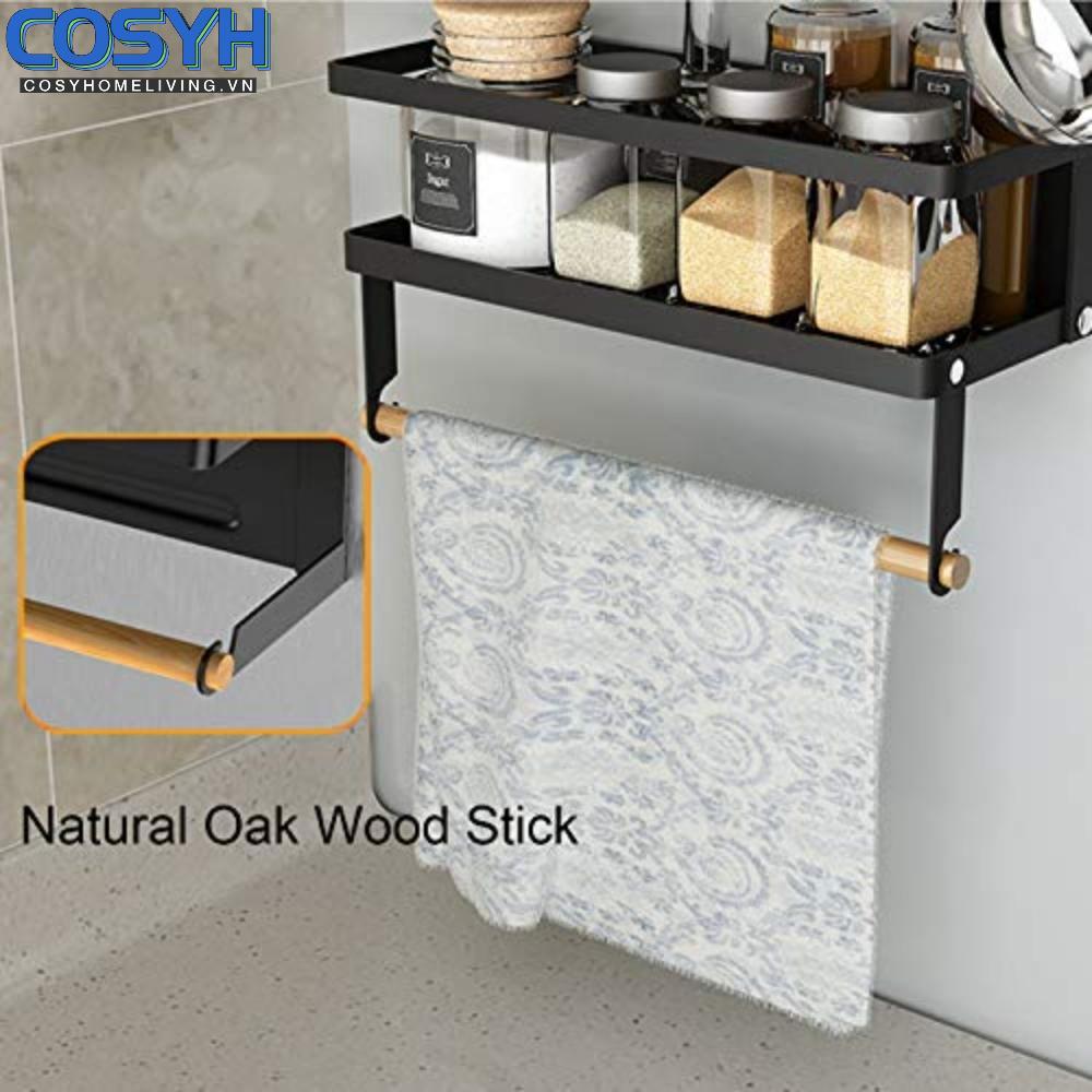 <cosyh>Kitchen Magnetic Shelf for Refrigerator Fridge Organizer with  Hooks,Matte Black