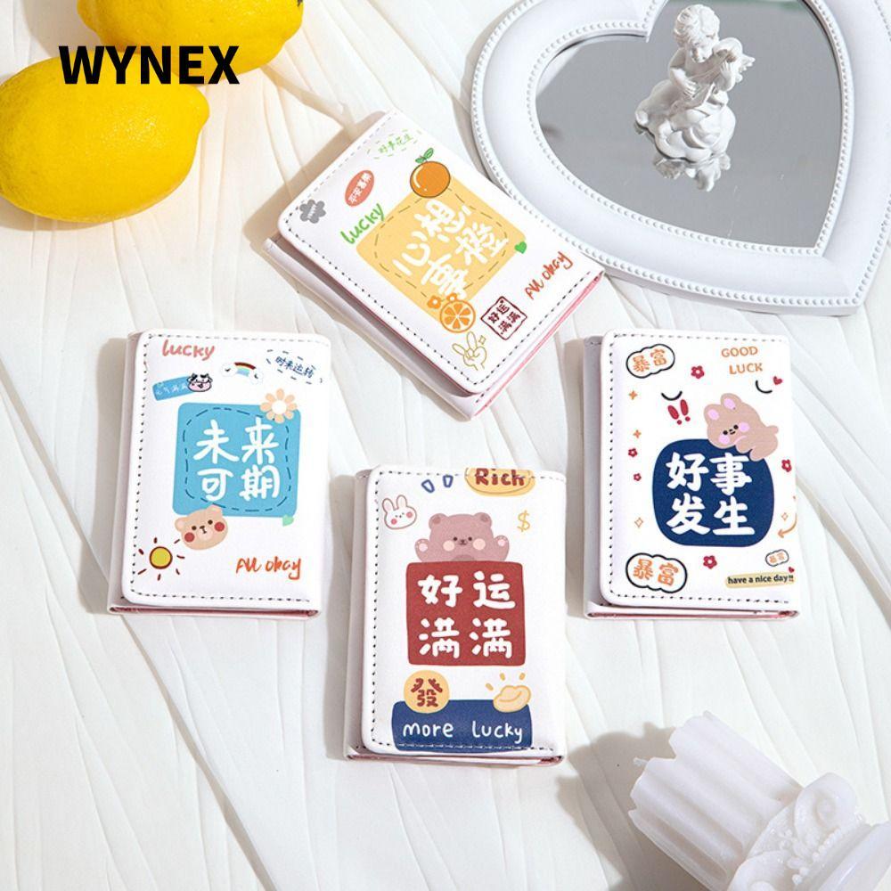 Ví gấp ngắn WYNEX, 1 Photo Bits 7 Khe cắm thẻ 3 lần Ví, Da dễ thương 1 Khe cắm tiền giấy Tiền xu Ví 