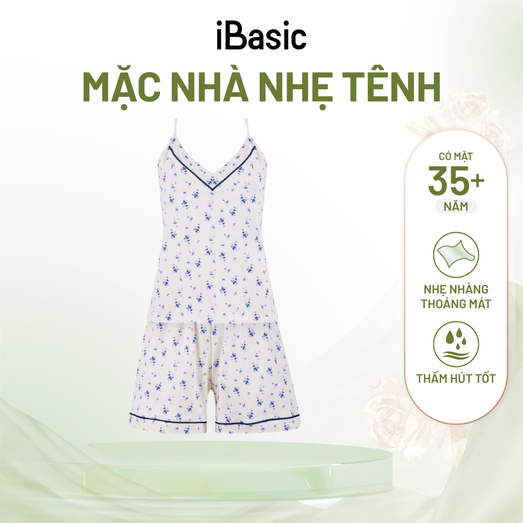 Đồ bộ mặc nhà nữ iBasic cotton USA hai dây quần đùi HOMY053