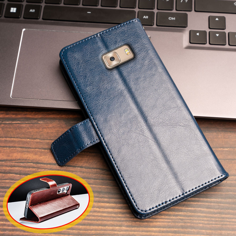 Ví Lật Da Ốp Lưng Điện Thoại Samsung Galaxy C9 Pro C7 SM-C9000 C900F C9008 C900Y Chân Đế Đựng Thẻ Ch