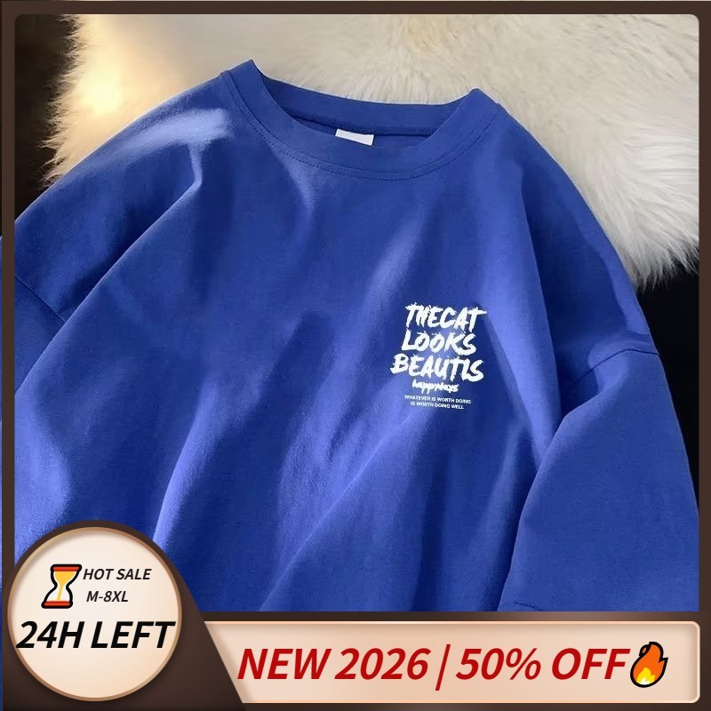 M-8XL Áo Thun Unisex In Chữ Phong Cách Hong Kong - Myndi_clothes - Áo Phông Form Rộng Chất Cotton Th