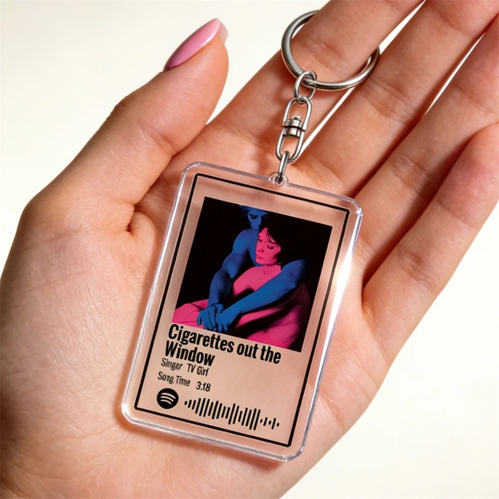 Móc Khóa TV Girl Cigarettes Out The Window Spotify Code Mica Acrylic Phụ Kiện Trang Trí Balo Túi Xác