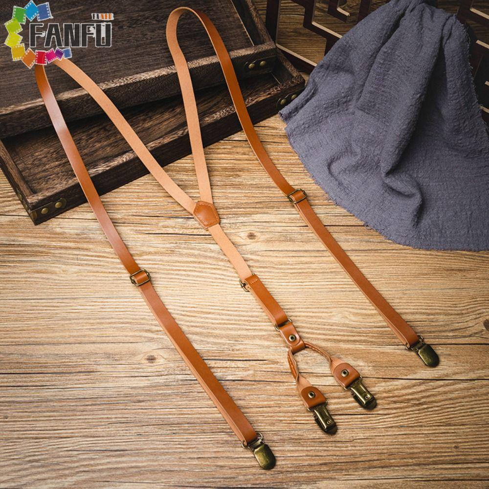 Suspenders nam dây da cổ điển màu đen, kẹp kim loại phong cách Anh 1,5cm