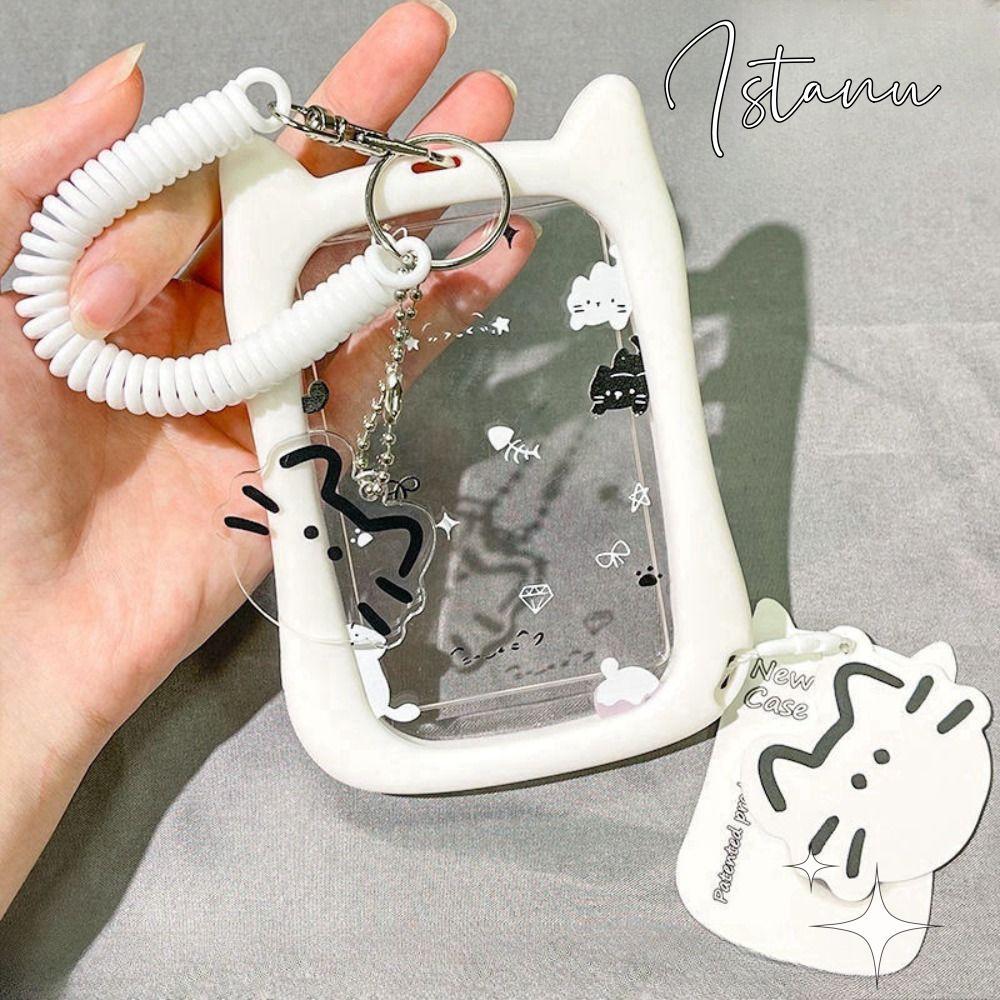 ISTANU Kpop Idol Card Holder, Acrylic Cat Ear Photocard Holder, Kawaii Di Động Trong Suốt Túi Mặt Dâ