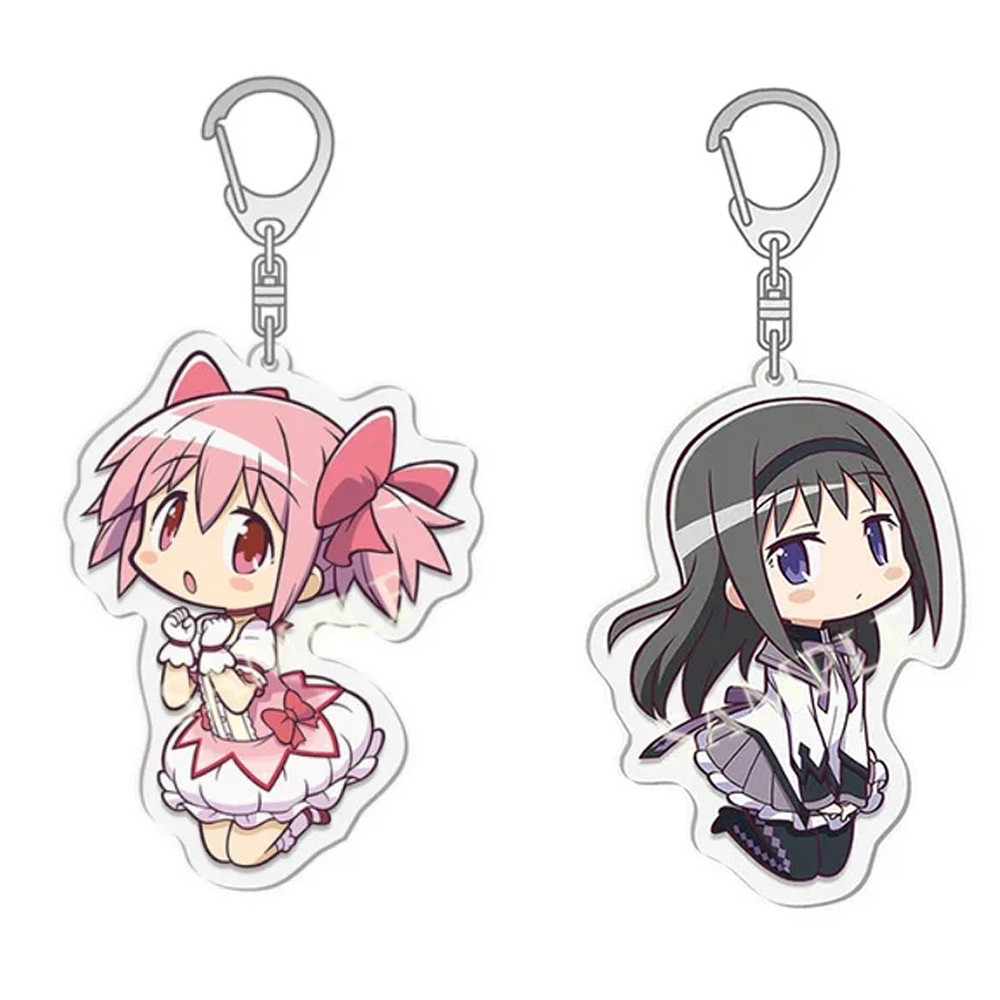 New Pink Anime Cosplay Keychain Kaname Akemi Homura Miki Sayaka Tomoe Mami Kyoko Key Chain Ring for 
