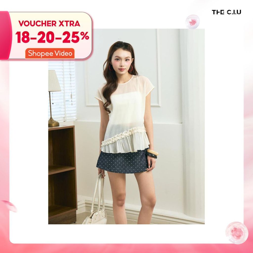 Chân váy ngắn nữ dáng chữ A lưng cao THE C.I.U, váy chấm bi dáng A basic dễ phối – Pental Skirt