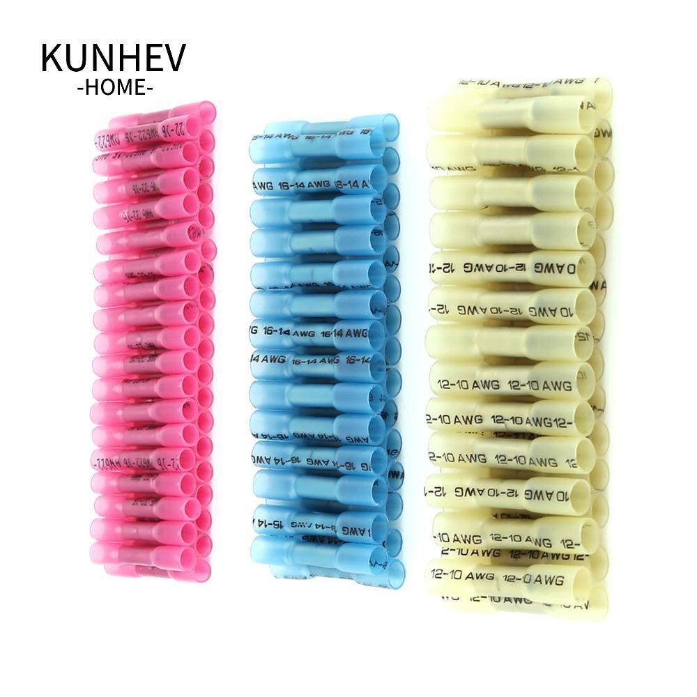 KUNHEV 300 Đầu nối dây co nhiệt, Đầu nối mông cách nhiệt màu đỏ xanh vàng, Bộ phân loại Kết nối đôi 