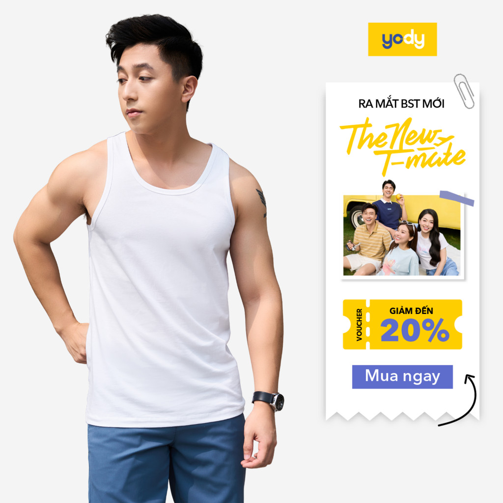 Áo ba lỗ Yody nam chất liệu cotton mềm mại thoáng mát TRA - BLM5007