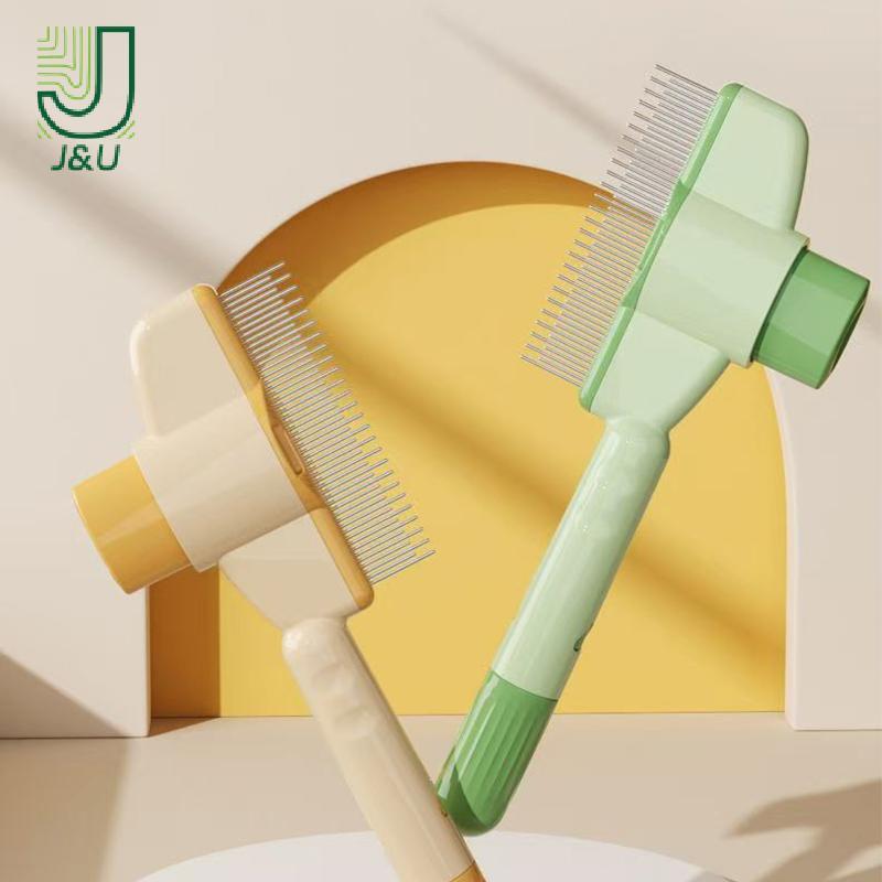 [J & U-T] Dogb Pet Hair Remover One Button Dogs Brush Cat Brush Massagebs Dog Grooming Brushes Tool 
