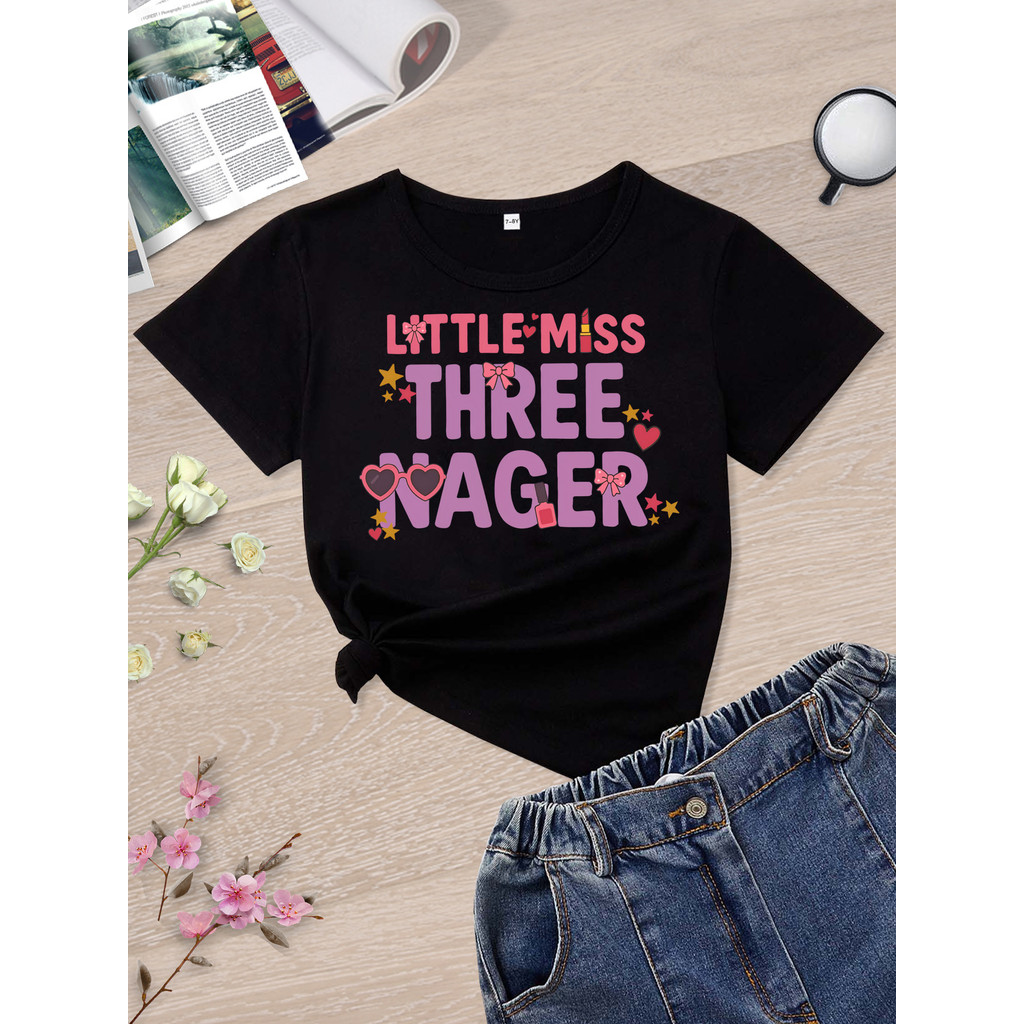 Áo thun đáng yêu cho sinh nhật thứ ba của cô ấy, có hình 'Cô bé Banager 'cho bữa tiệc