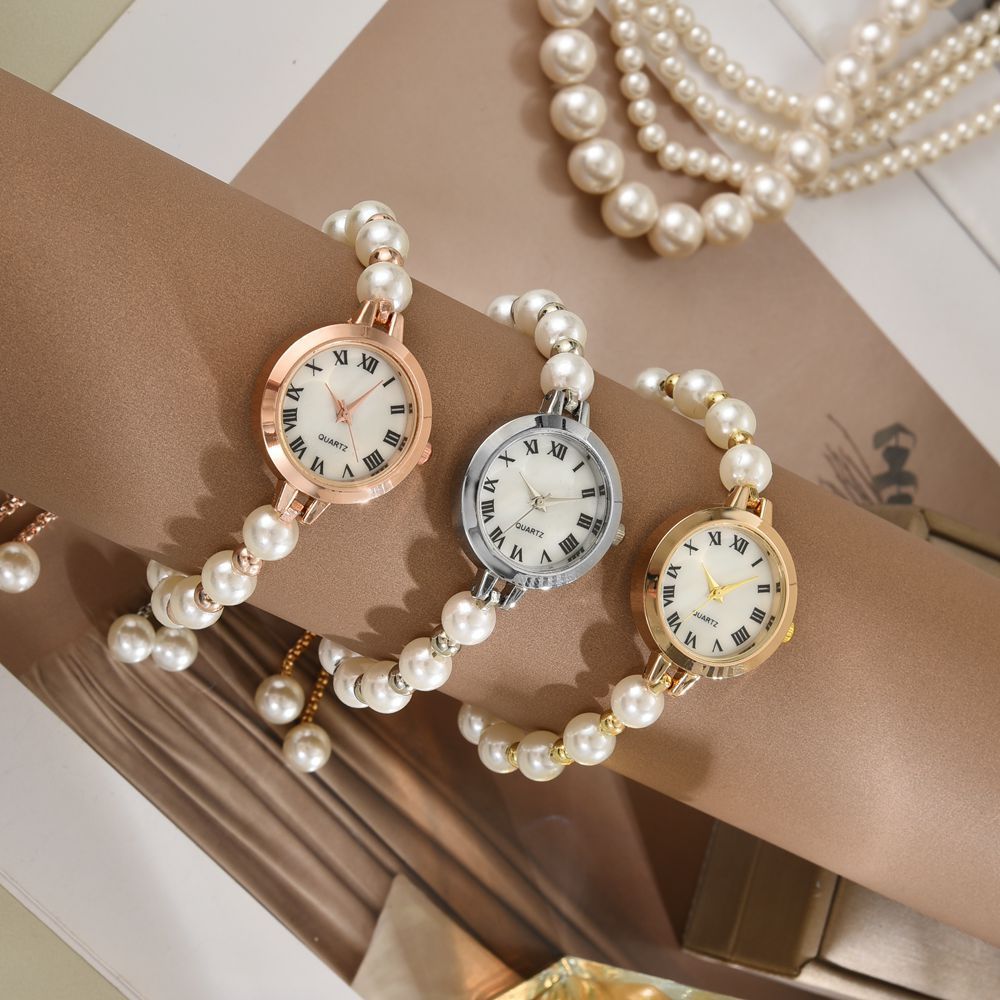 Đồng hồ Mặt số nhỏ La Mã Niche Light Vòng tay ngọc trai sang trọng Quà tặng lễ hội đồng hồ 26.3.20