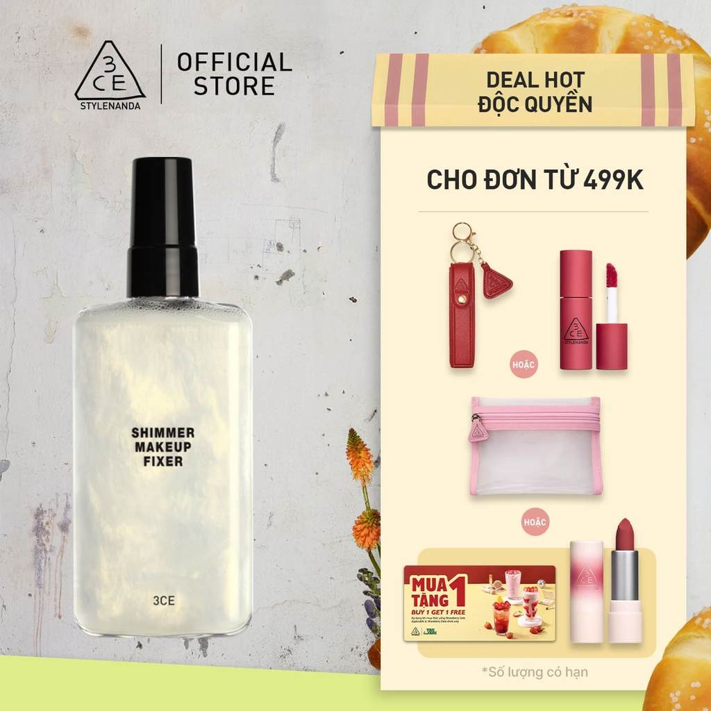 Chai Xịt Cố Định Lớp Trang Điểm 3CE 3CE Shimmer Makeup Fixer