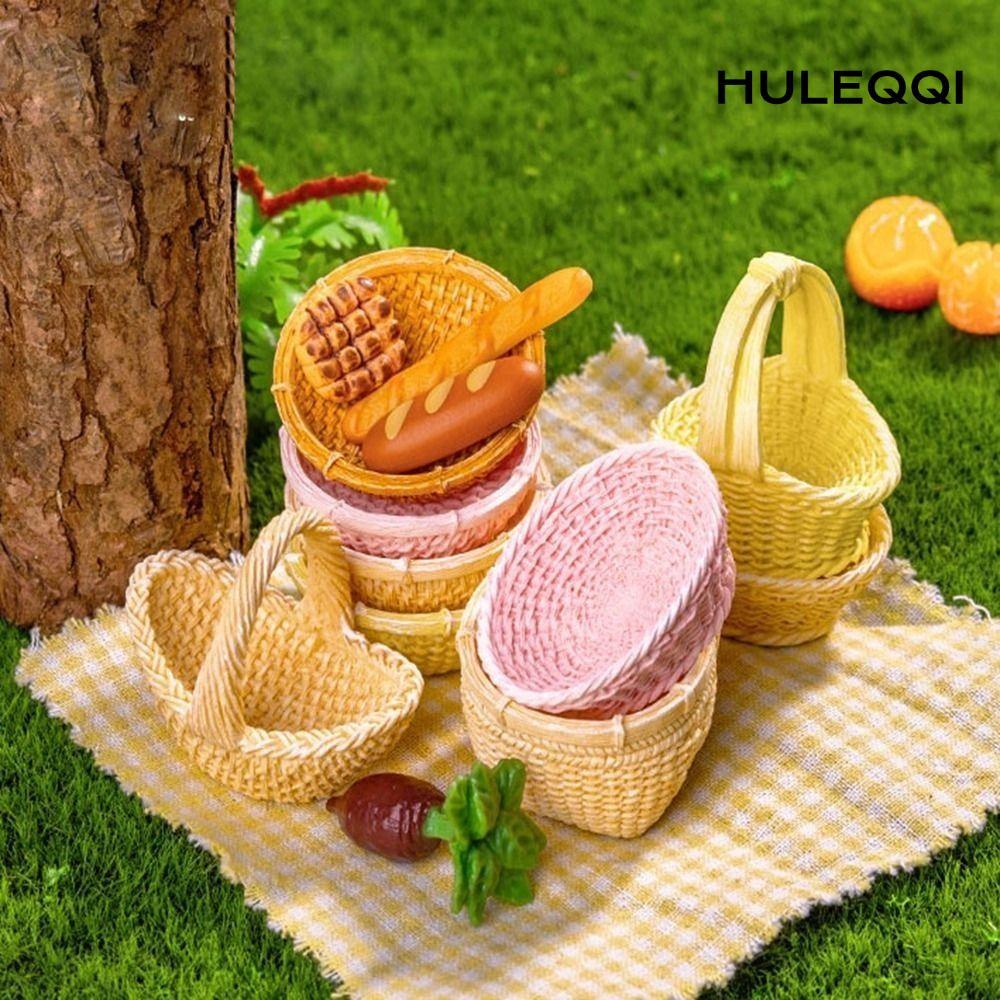 HULEQQI Giỏ Tre Ghế Hút Bụi Búp Bê Phụ Kiện Nhà 3-4cm Nhựa Mini