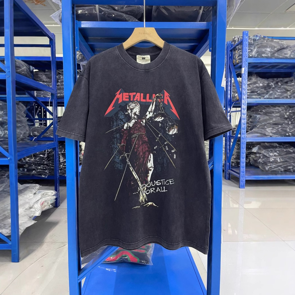 DQSI Vintage vintage Washed vintage style rock band loose casual couple's short sleeve shirt T Men's