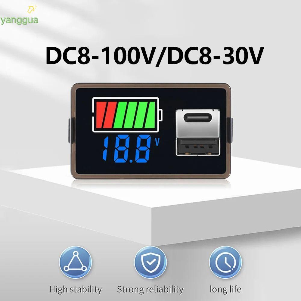 Chỉ báo dung lượng pin YANGGUA, Vôn kế kỹ thuật số USB Type-C DC8-100V DC8-30V, Máy kiểm tra công su