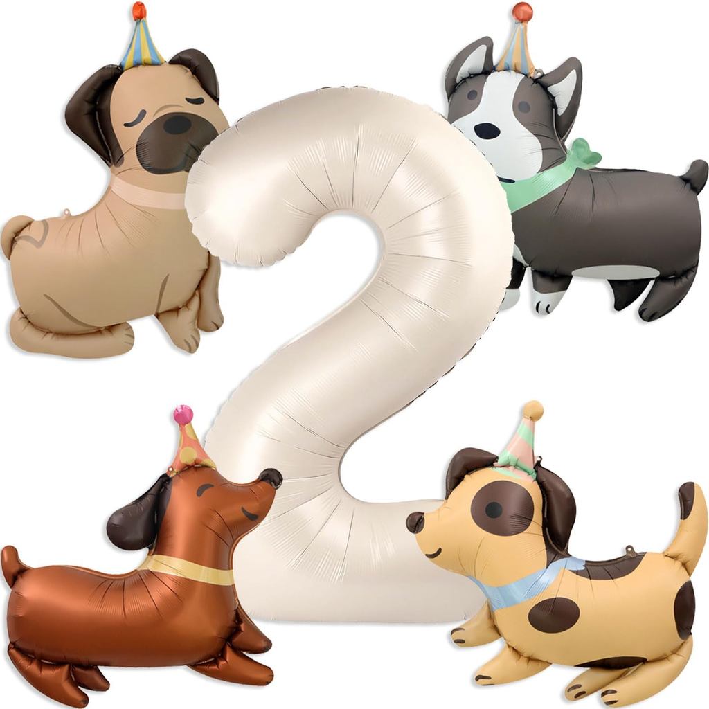Động Vật Chó Bóng Bay Con Bóng 40 Inch Kem Trắng Số 2 Bóng Bay Cho Chó Trang Trí Sinh Nhật Thứ 2 Chó