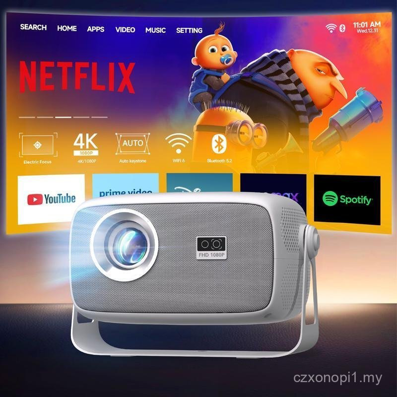 [Kho của Mỹ] Máy chiếu HUANLETOU X4 500ANSI Dual Wifi6 4K Nguồn video được hỗ trợ BT5.2 Native 1920 