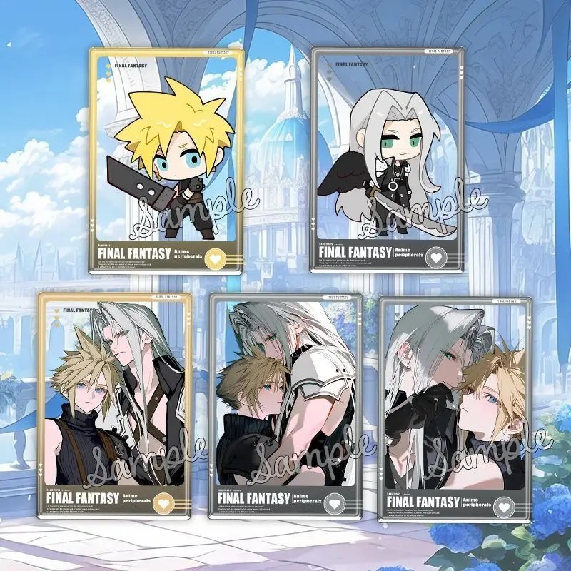 Móc khóa Acrylic Final Fantasy VII FF7 Cloud Sephiroth Advent Children hình thẻ bài trong suốt phụ k