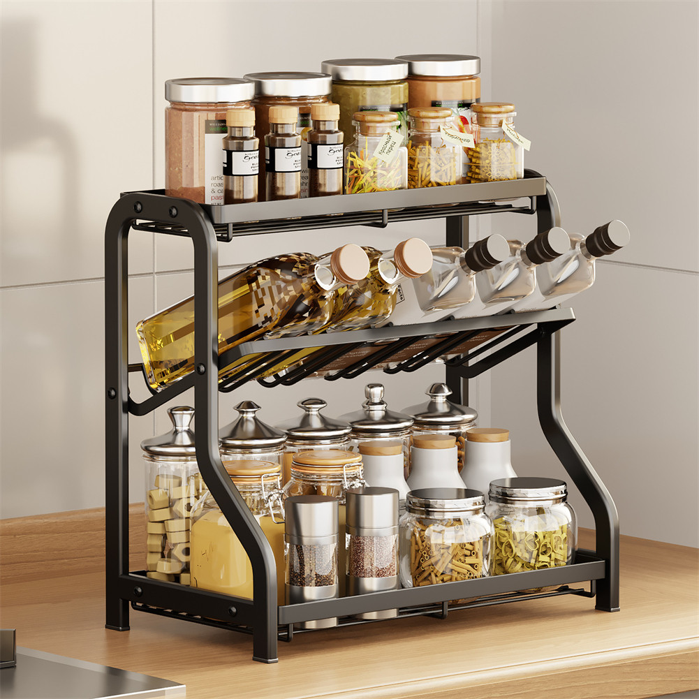 <cosyh>3 Tier Standing Spice Rack Organizer with Inclined Design for Kitchen Countertop