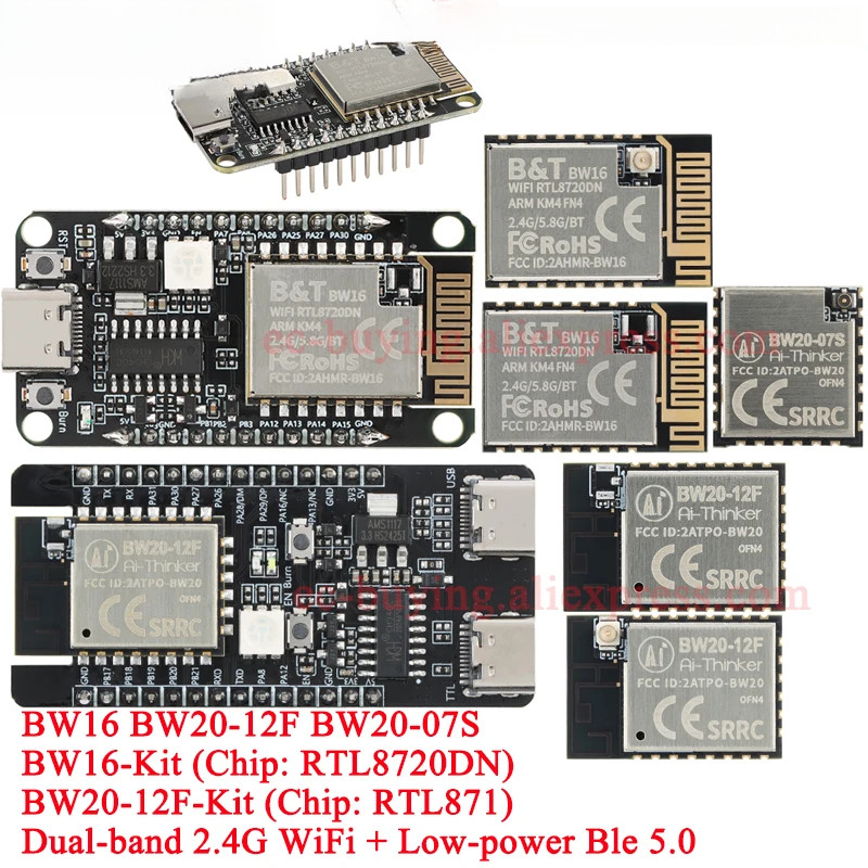 2-5 Cái BW16-Kit RTL8720DN BW16 BW20-12F-Kit BW20 RTL8711 WiFi băng tần kép Bluetooth-compat Ble 5.0