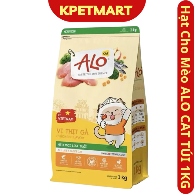 Thức Ăn Hạt Cho Mèo ALO CAT túi 1kg - Thức Ăn Cho Mèo Mọi Độ Tuổi - KPETMART -Hạt Cho Mèo - Cám Mèo - Thức Ăn Mèo