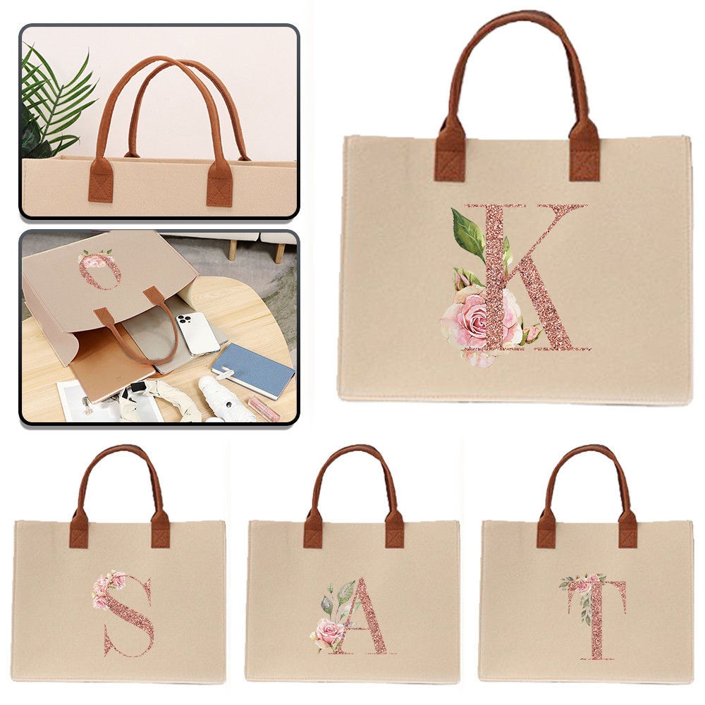 Commuter shopping bag Thickened Exquisite print In stock 【Lowest price】 Large felt tote bag Felt tot