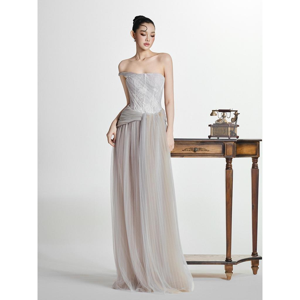 [BYDI DESIGN] NATHA DRESS - Đầm Dài Trễ Vai Corset Sang chảnh, Váy Maxi Voan Dự Tiệc Thanh Lịch
