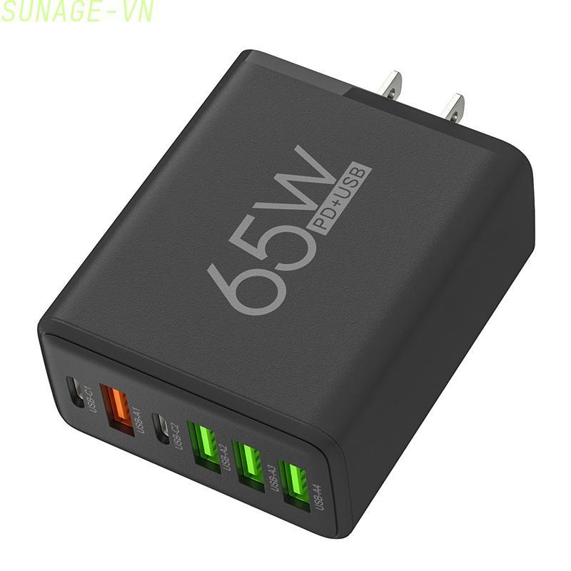 【SUNAGE】6 Port 65W USB C Wall Charger for Fast Charging Galaxy S23 and iPhone 14 Pro Max【HOT Fashion