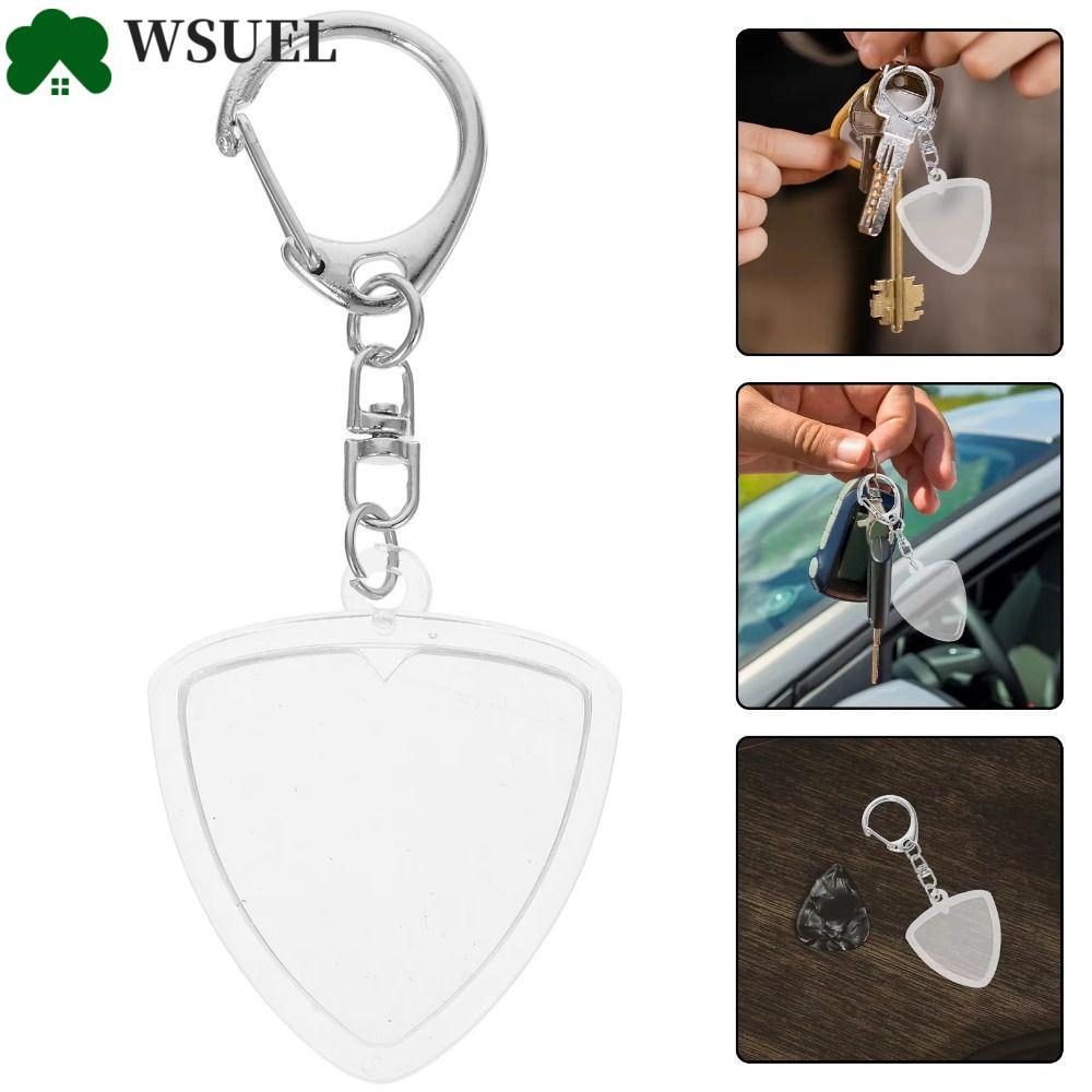 WSUEL Guitar Pick Collection Box, Guitarist Storage Transparent Guitar Pick Keyring, Pick Organizer 