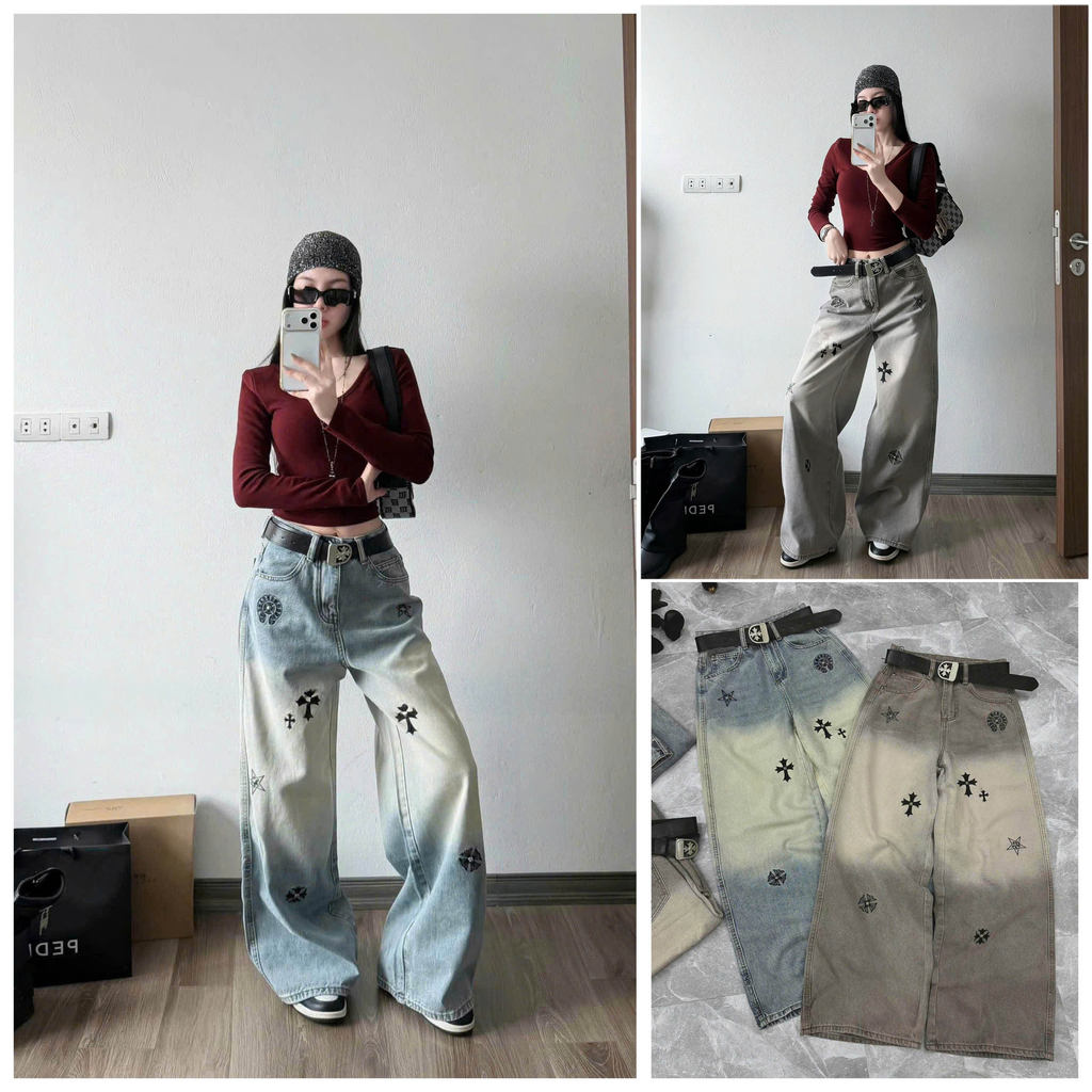 [Follow shop nhận mã 10k] Quần dài jeans denim bò suông loang kèm đai UMEE STORE QD1305 8557