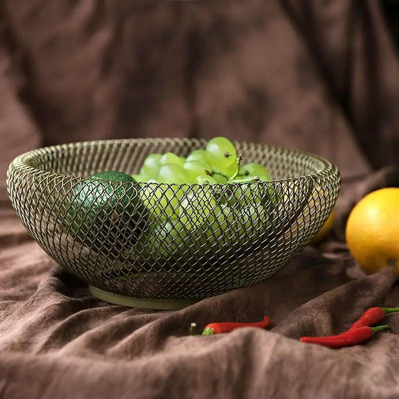 New Product#Northern Europe INS Creative Handmade Modern Iron Art Bird's Nest Mesh Storage Tray Coff