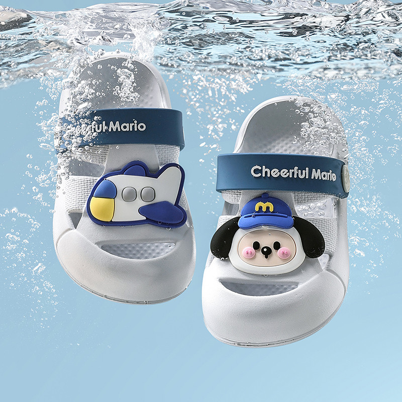 Cheerful Mario dép cross Màu xanh Hoạt Hình Máy Bay Bé Trai Chống Dính Mềm Cho Bé Mới Biết Đi Dép sục Thời Trang Trẻ Em