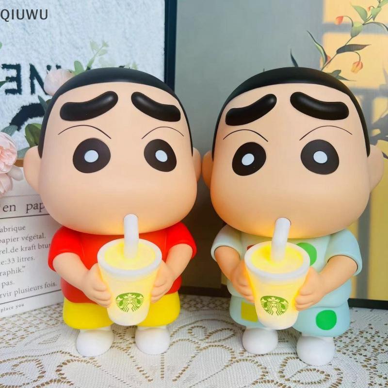 QIUWU 1 Miếng Vinyl Trà Sữa Phát Sáng Cốc Để Bàn Trang Trí 25cm Mới Crayon Shin-Chan Tay Tay Noob An