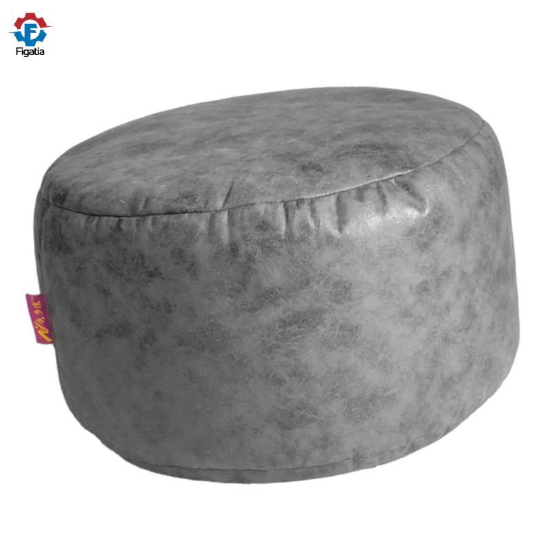 45cm Tròn Vải Denim Ottoman Pouf Cover Footstool Slipcover Không Nhồi Bông