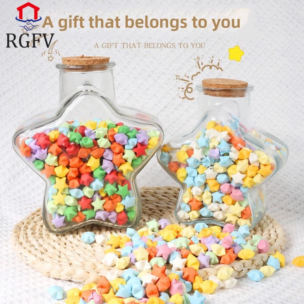 RGFV DIY Stars Wishing Bottle, DIY Glass Bottle Origami Stars Paper Strips, Montessori Rainbow Color