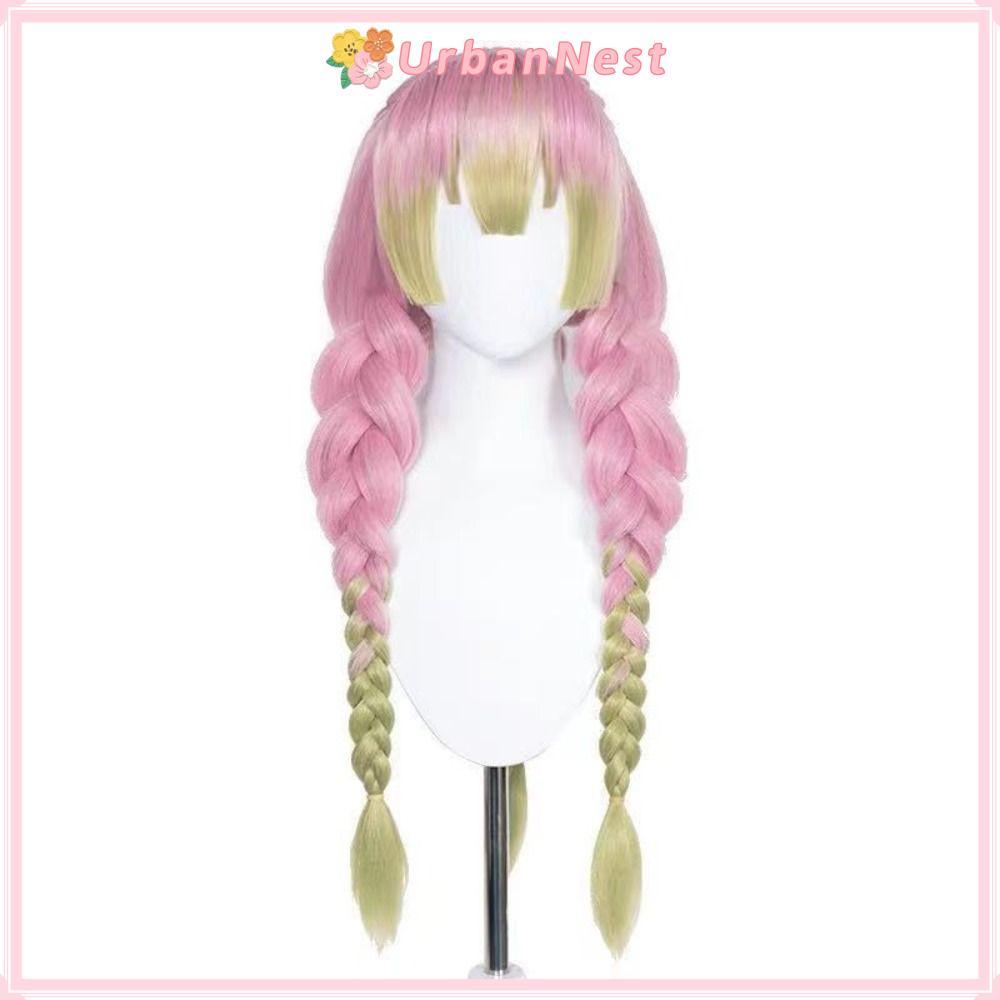 Tóc giả cosplay Demon Slayer màu hồng xanh cho nhân vật Mitsuri Kanroji